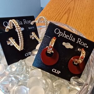 NWT 2 Pair of Ophelia Roe CLIP Earrings